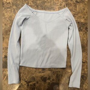 Light Blue Ribbed Long Sleeve Top